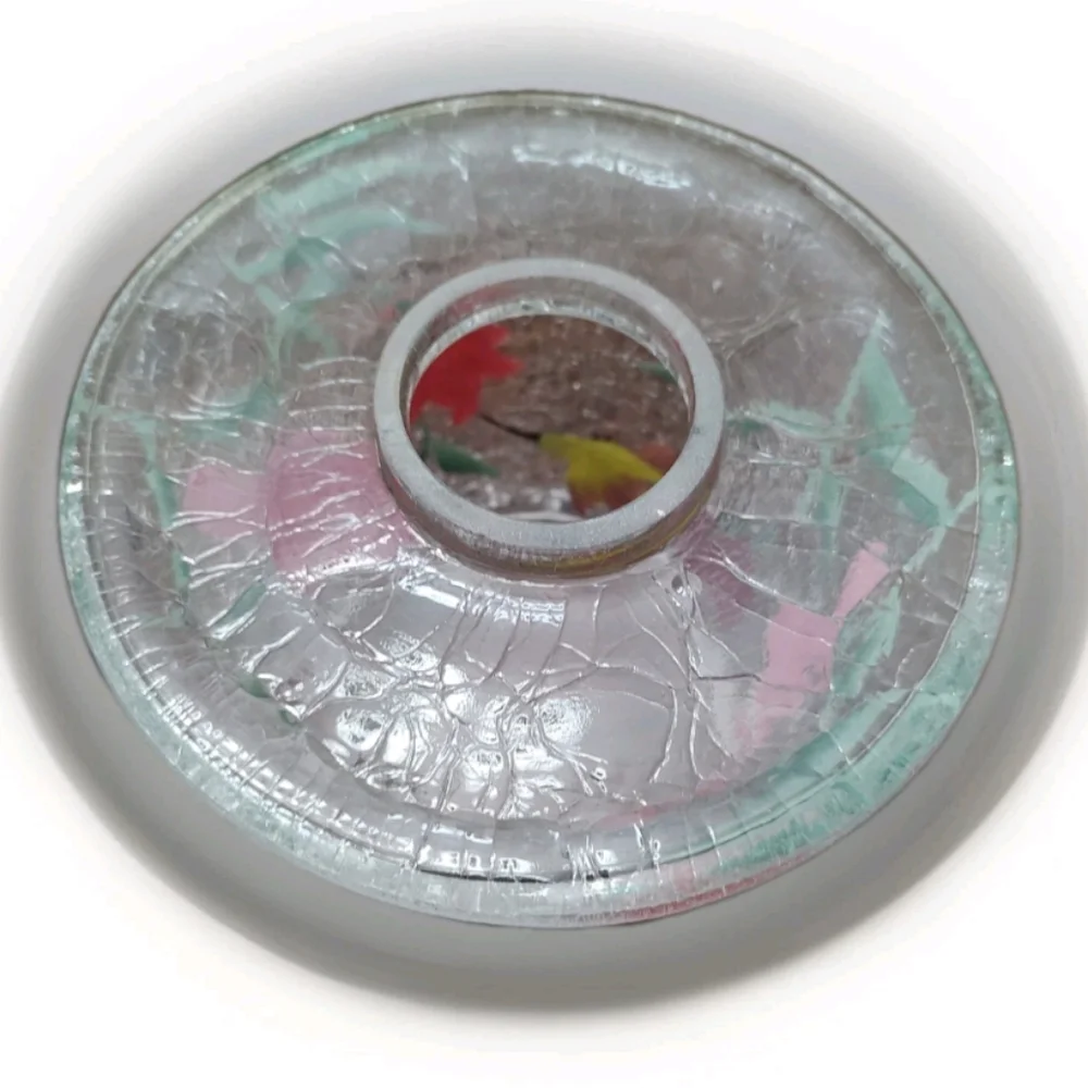 Yankee Candle Type Crackle Glass Jar topper Shade Butterfly, Tulips, Humingbird! - Picture 8 of 12